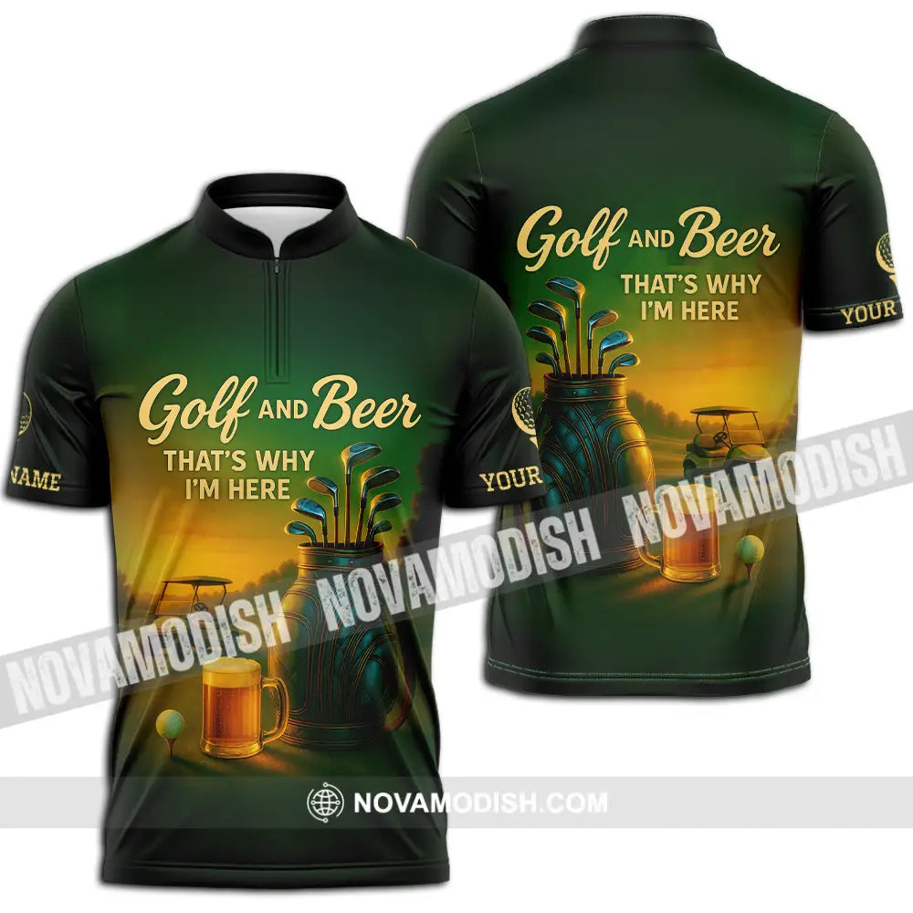 Unisex Shirt - Custom Golf And Beer Shirt Zipper Polo Shirt / S T-shirt