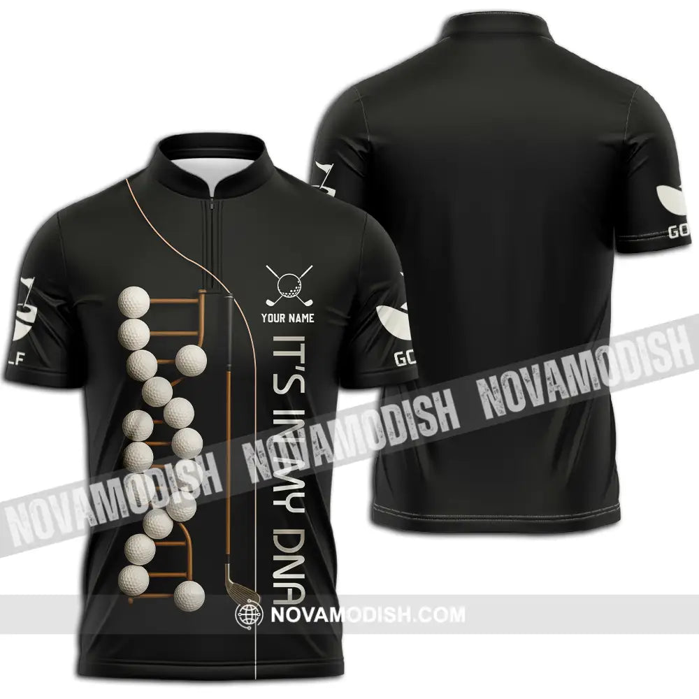 Unisex Shirt - Custom Golf In My DNA Shirt Zipper Polo Shirt / S T-shirt