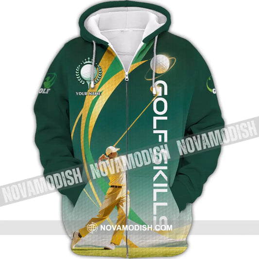 Unisex Shirt - Custom Golf Skills 3D Shirt Zipper Hoodie / S T-shirt