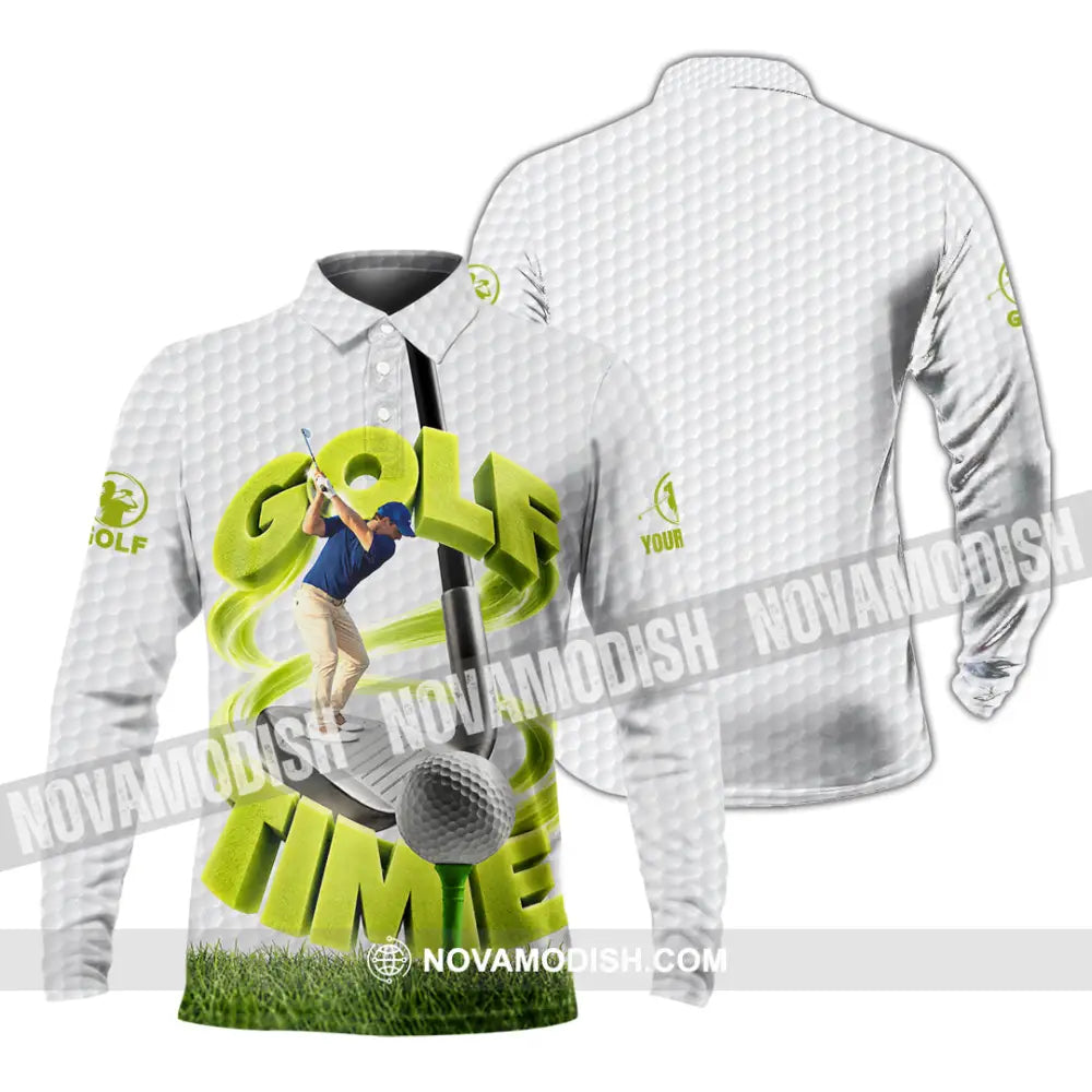 Unisex Shirt - Custom Golf Time Shirt - Long Sleeve Polo / S - T-shirt