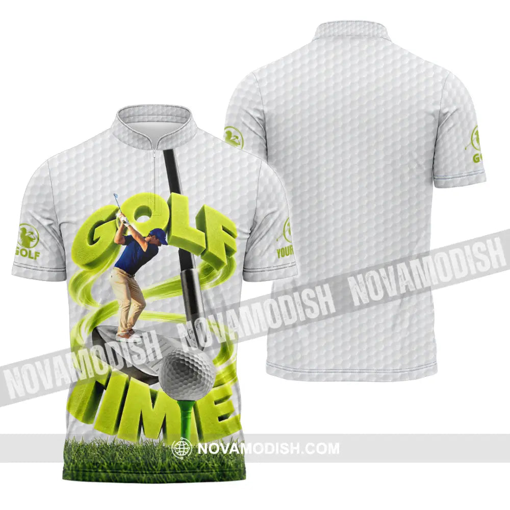 Unisex Shirt - Custom Golf Time Shirt - Zipper Polo Shirt / S - T-shirt