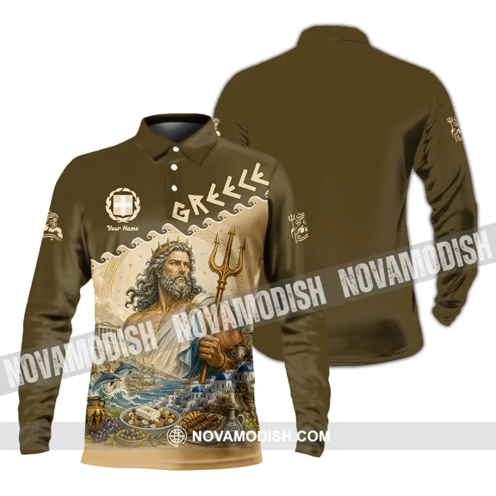 Unisex Shirt - Custom Greece Shirt - Long Sleeve Polo / S - T-shirt