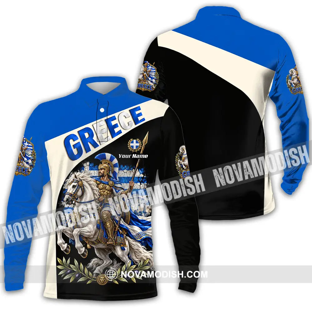 Unisex Shirt - Custom Greece Shirt - Long Sleeve Polo / S - T-shirt
