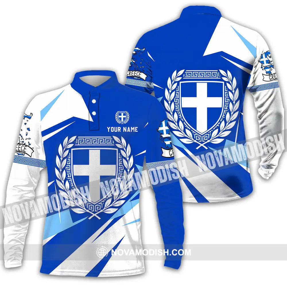 Unisex Shirt - Custom Greece Shirt - Long Sleeve Polo / S - T-shirt
