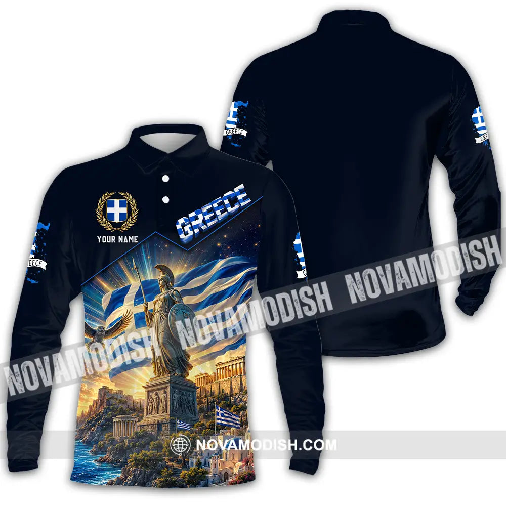 Unisex Shirt - Custom Greece Shirt - Long Sleeve Polo / S - T-shirt