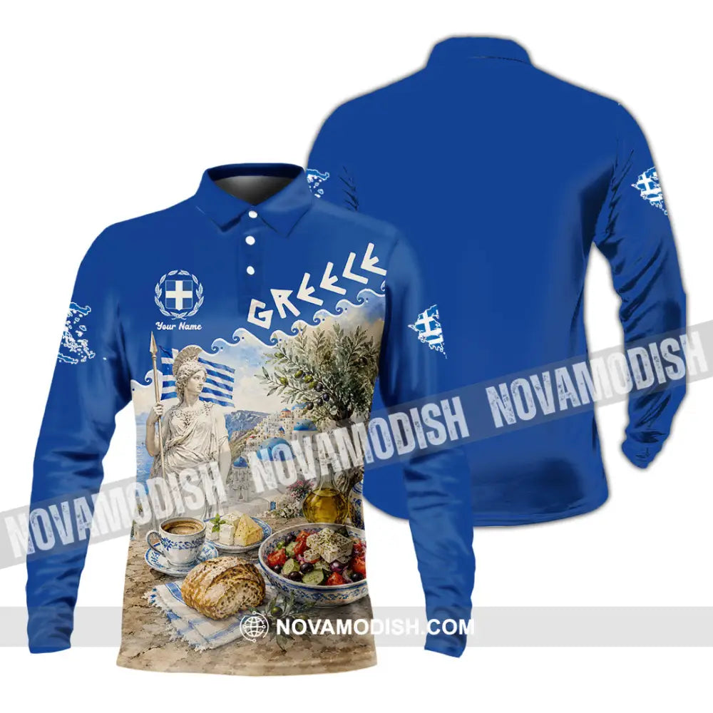 Unisex Shirt - Custom Greece Shirt - Long Sleeve Polo / S - T-shirt