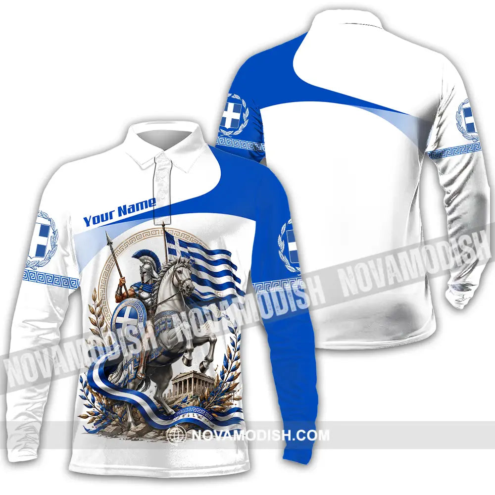 Unisex Shirt - Custom Greece Shirt - Long Sleeve Polo / S - T-shirt
