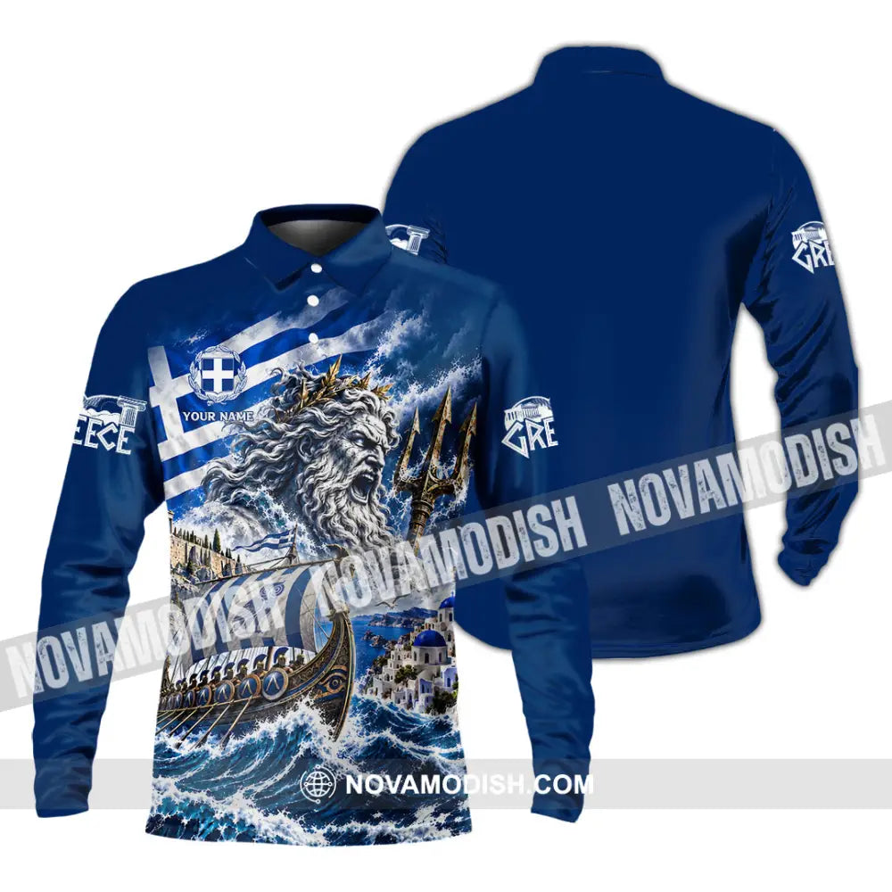 Unisex Shirt - Custom Greece Shirt - Long Sleeve Polo / S - T-shirt