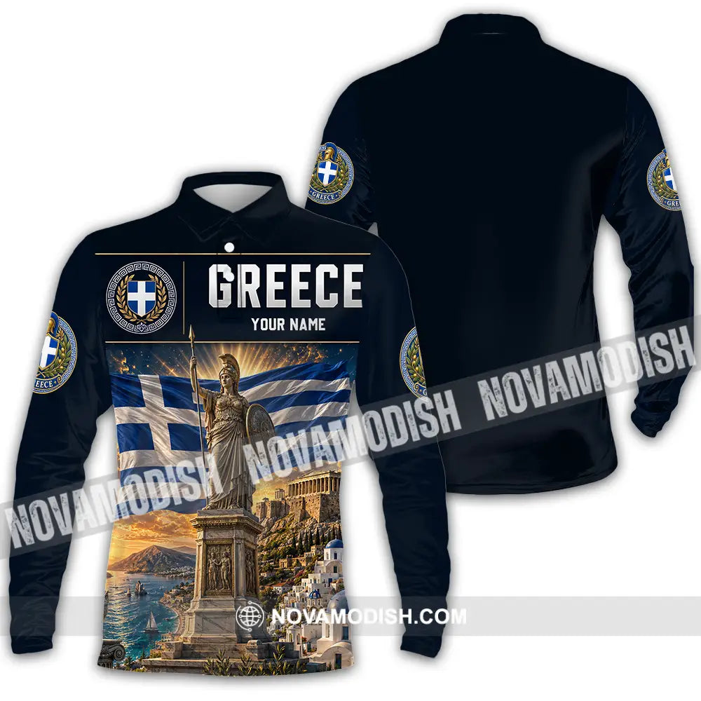 Unisex Shirt - Custom Greece Shirt - Long Sleeve Polo / S - T-shirt