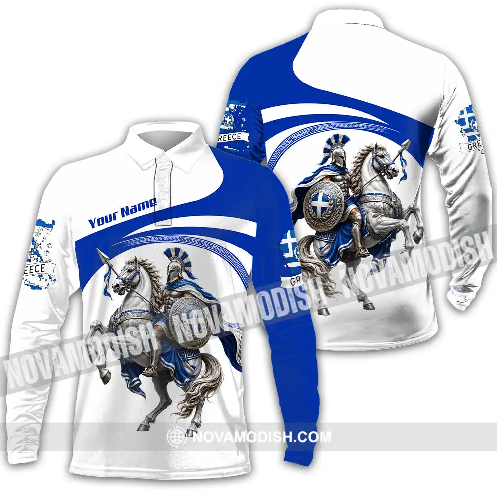 Unisex Shirt - Custom Greece Shirt - Long Sleeve Polo / S - T-shirt