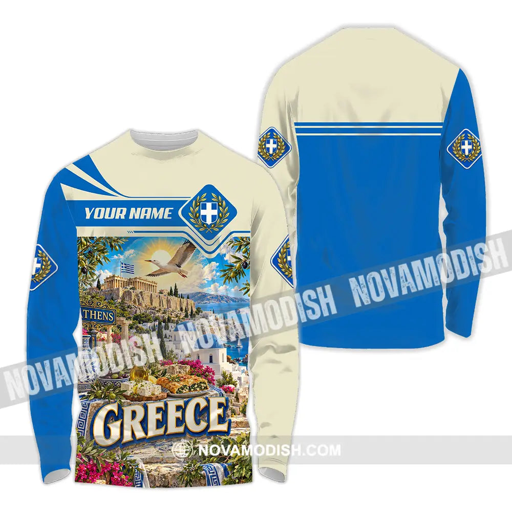 Unisex Shirt - Custom Greece Shirt - Long Sleeve Shirt / S - T-shirt