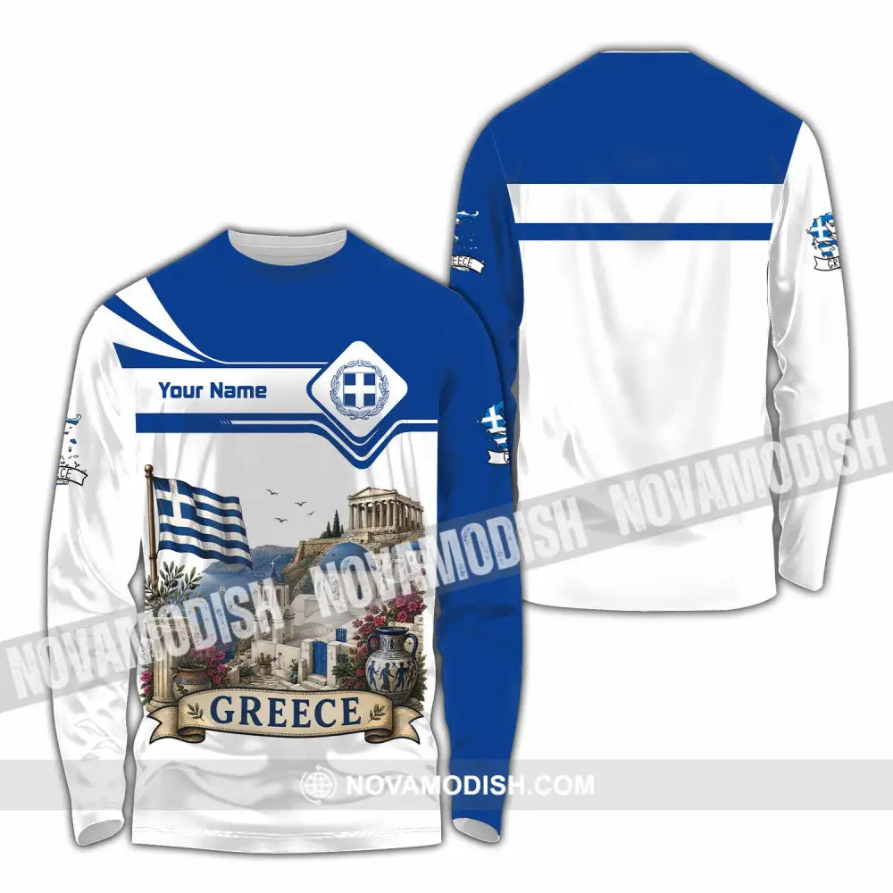 Unisex Shirt - Custom Greece Shirt - Long Sleeve Shirt / S - T-shirt