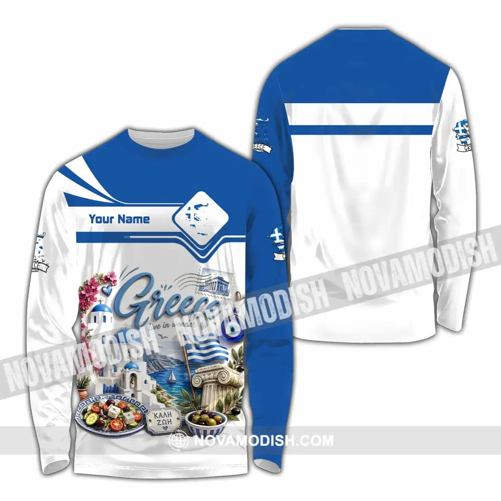 Unisex Shirt - Custom Greece Shirt - Long Sleeve Shirt / S - T-shirt