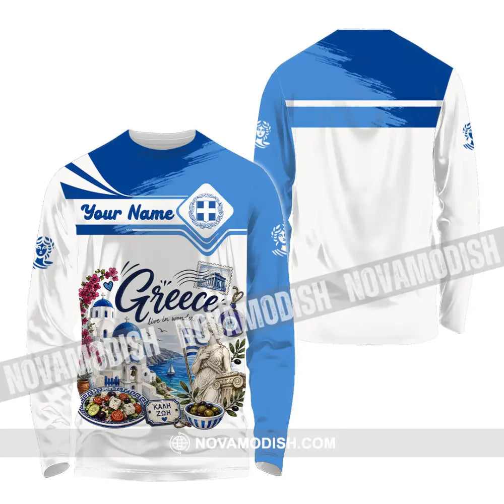 Unisex Shirt - Custom Greece Shirt - Long Sleeve Shirt / S - T-shirt