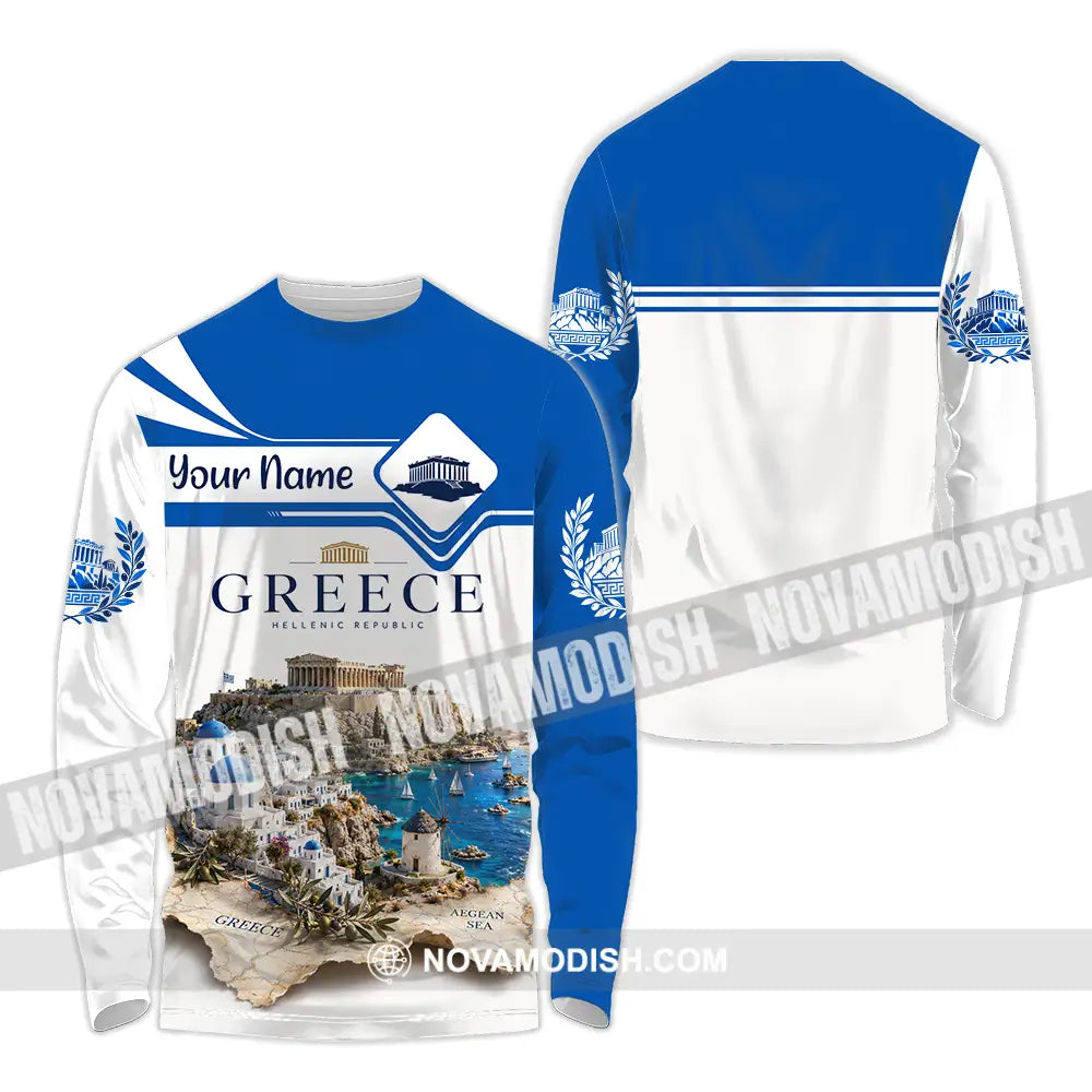 Unisex Shirt - Custom Greece Shirt - Long Sleeve Shirt / S - T-shirt