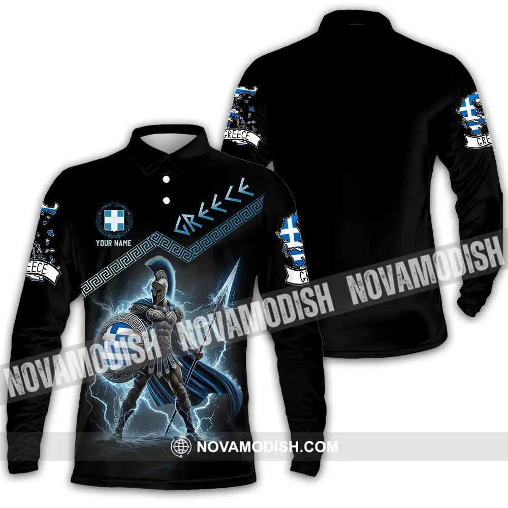 Unisex Shirt - Custom Greece Warrior Shirt Long Sleeve Polo / S T-shirt
