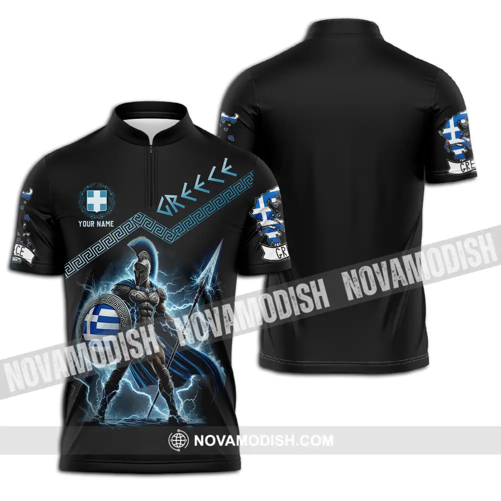 Unisex Shirt - Custom Greece Warrior Shirt Zipper Polo Shirt / S T-shirt