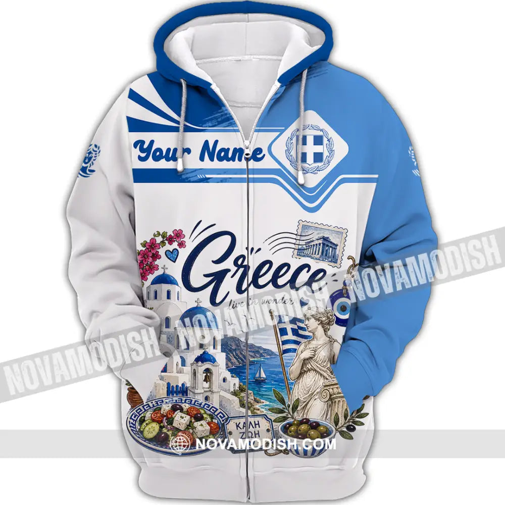 Unisex Shirt - Custom Greece Shirt - Zipper Hoodie / S - T-shirt