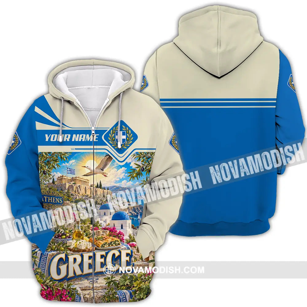 Unisex Shirt - Custom Greece Shirt - Zipper Hoodie / S - T-shirt