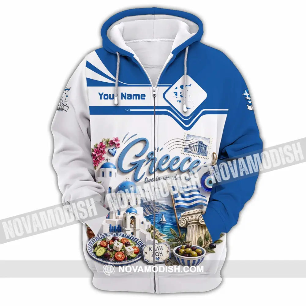 Unisex Shirt - Custom Greece Shirt - Zipper Hoodie / S - T-shirt