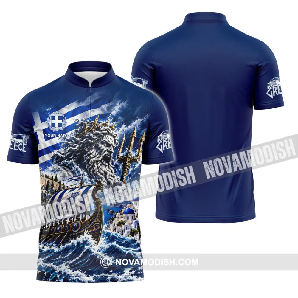 Unisex Shirt - Custom Greece Shirt - Zipper Polo Shirt / S - T-shirt