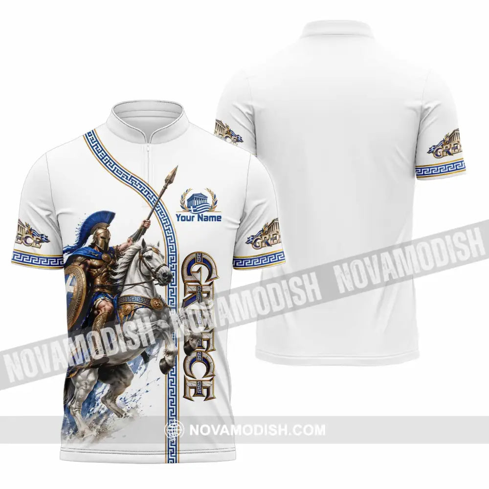 Unisex Shirt - Custom Greece Shirt - Zipper Polo Shirt / S - T-shirt