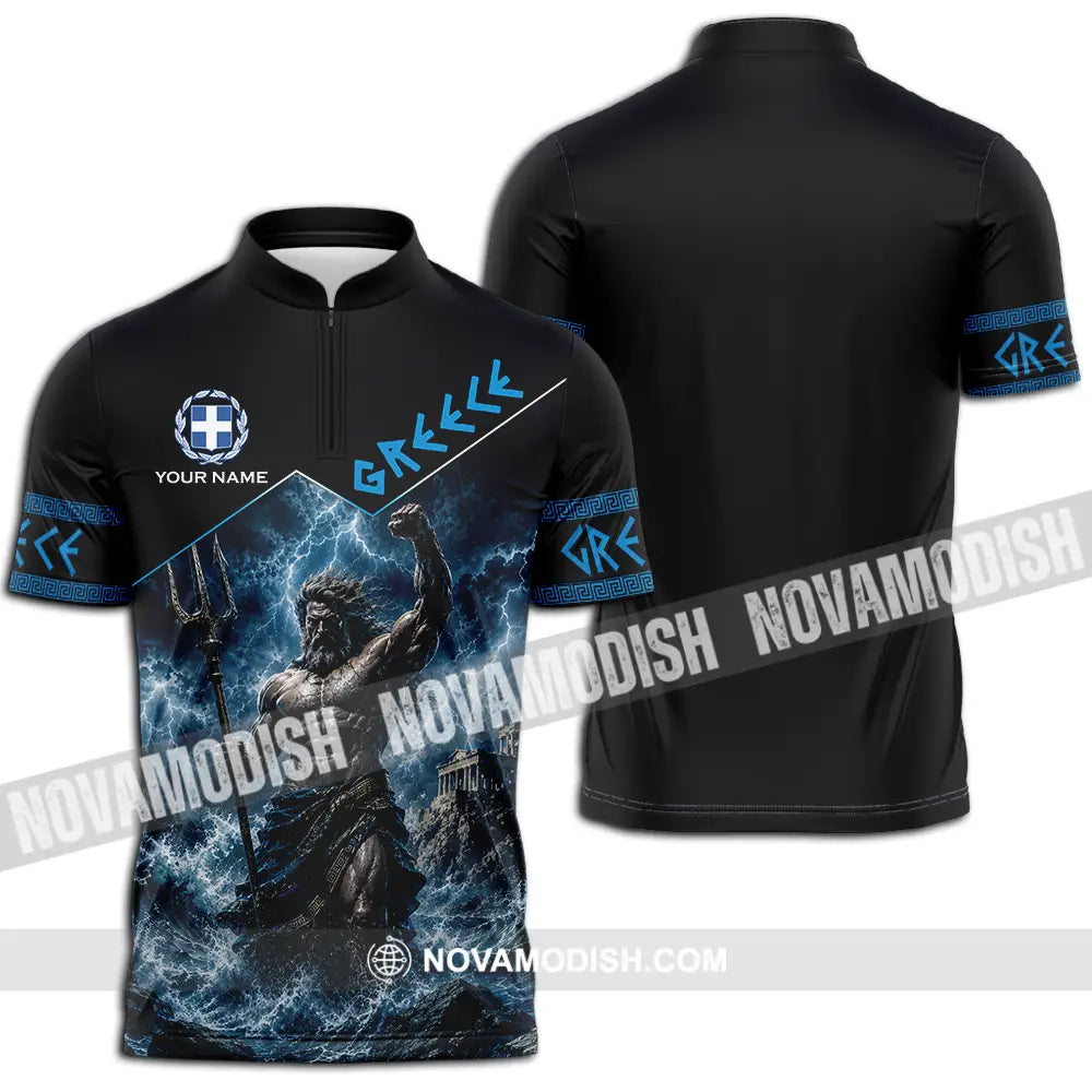 Unisex Shirt - Custom Greece Shirt - Zipper Polo Shirt / S - T-shirt