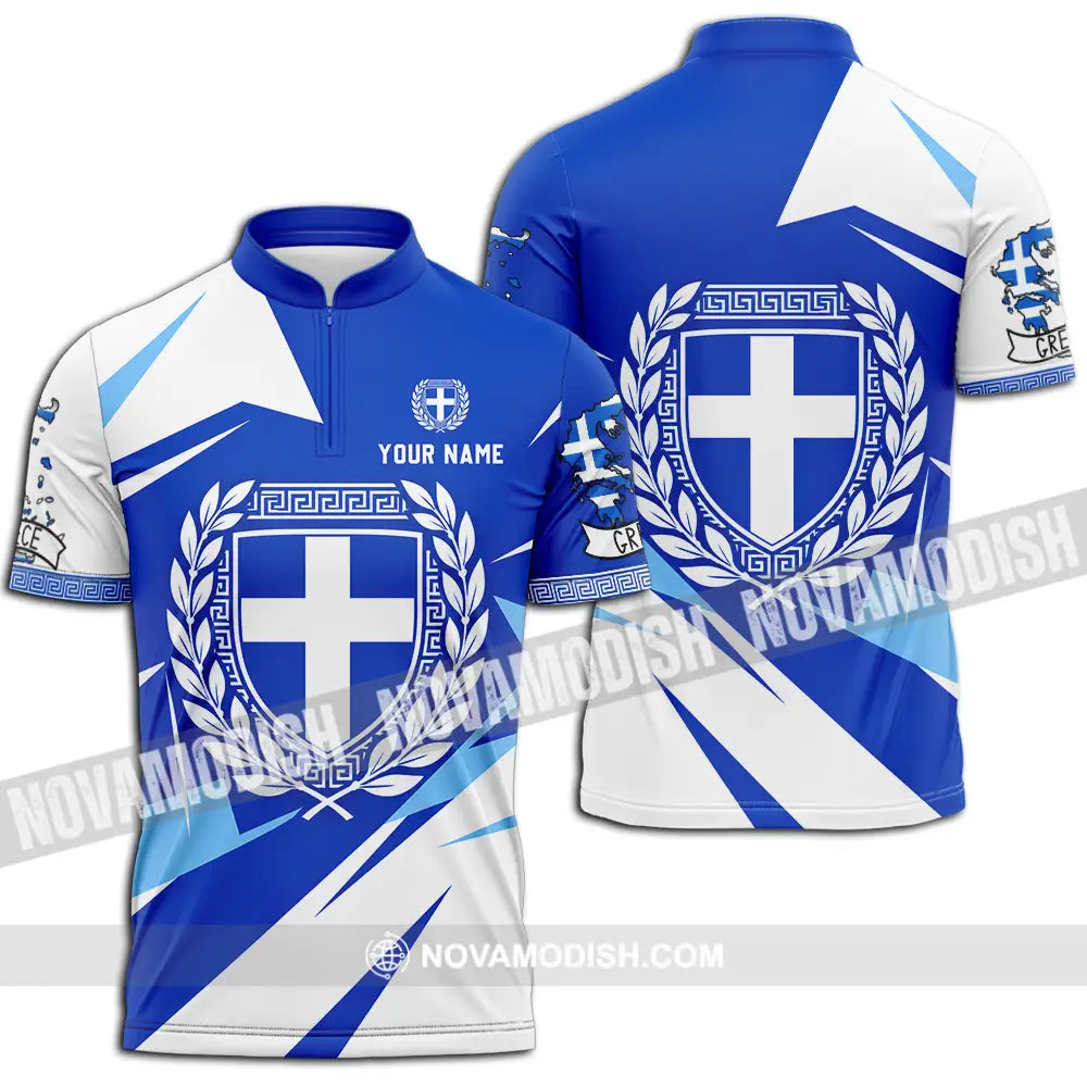 Unisex Shirt - Custom Greece Shirt - Zipper Polo Shirt / S - T-shirt