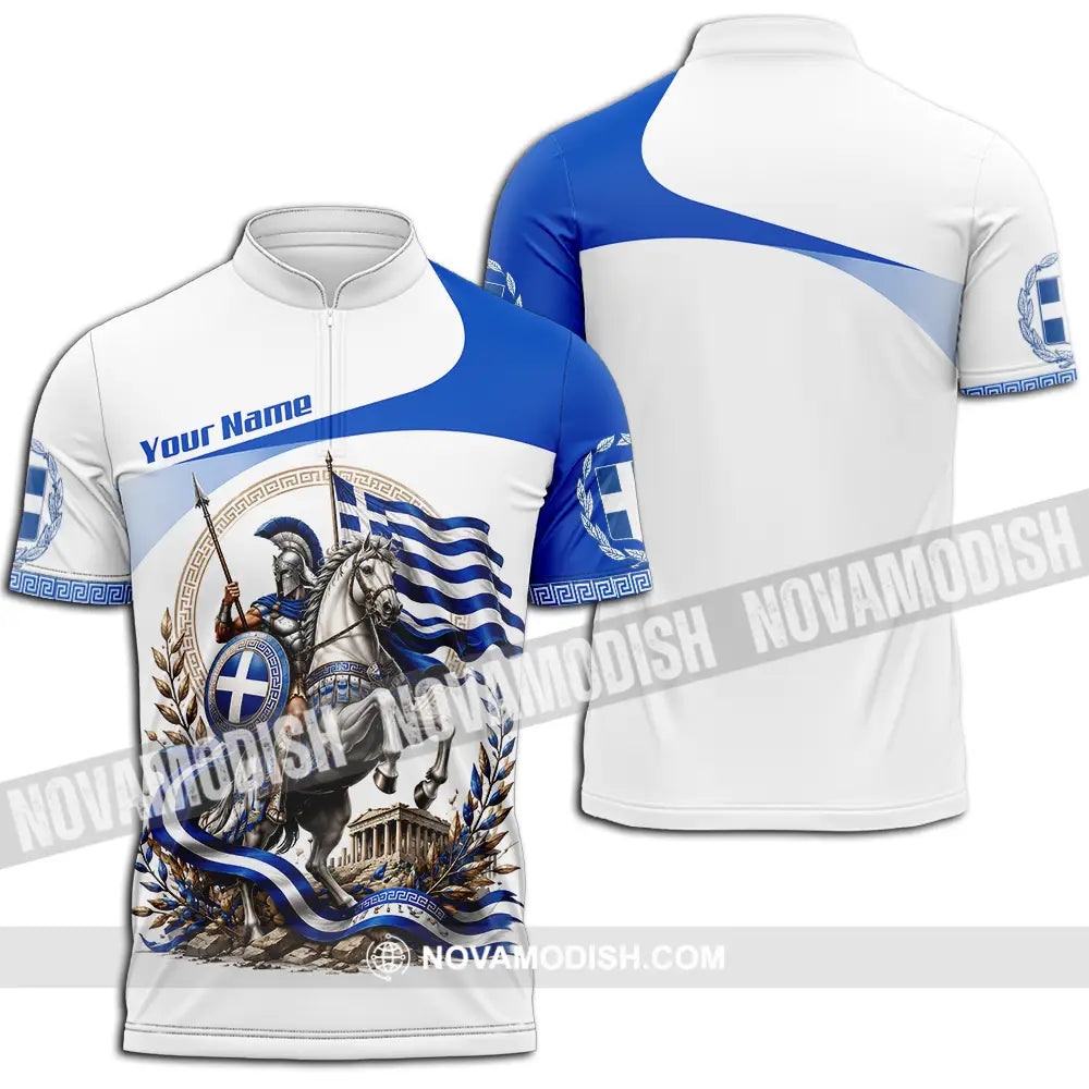 Unisex Shirt - Custom Greece Shirt - Zipper Polo Shirt / S - T-shirt