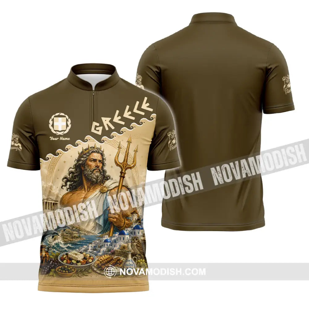 Unisex Shirt - Custom Greece Shirt - Zipper Polo Shirt / S - T-shirt