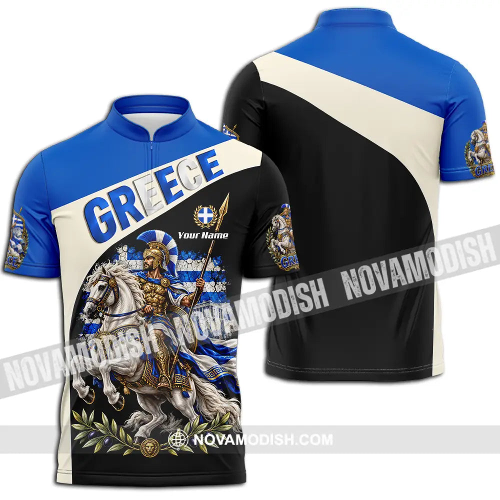 Unisex Shirt - Custom Greece Shirt - Zipper Polo Shirt / S - T-shirt