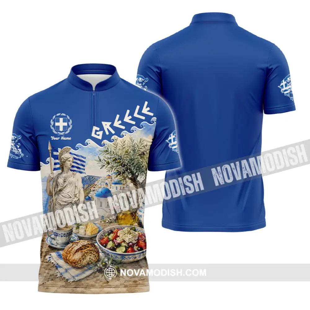 Unisex Shirt - Custom Greece Shirt - Zipper Polo Shirt / S - T-shirt