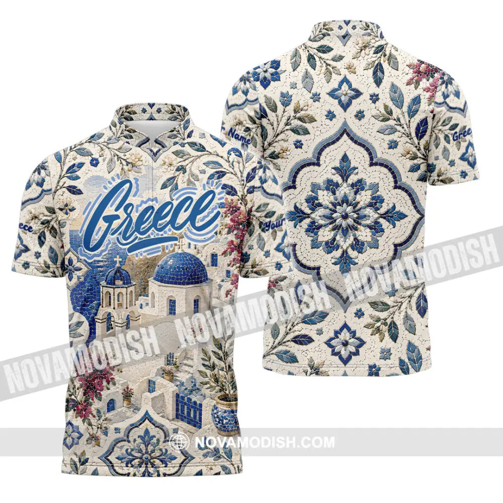Unisex Shirt - Custom Greece Shirt - Zipper Polo Shirt / S - T-shirt