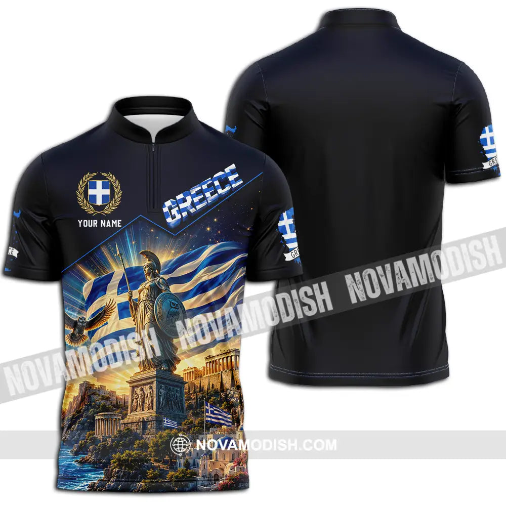 Unisex Shirt - Custom Greece Shirt - Zipper Polo Shirt / S - T-shirt