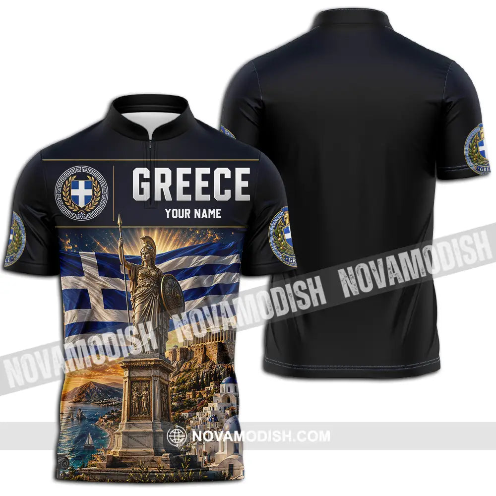 Unisex Shirt - Custom Greece Shirt - Zipper Polo Shirt / S - T-shirt