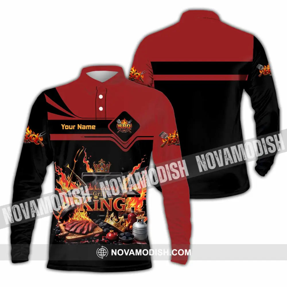 Unisex Shirt - Custom Grill King Shirt - Long Sleeve Polo / S - T-shirt