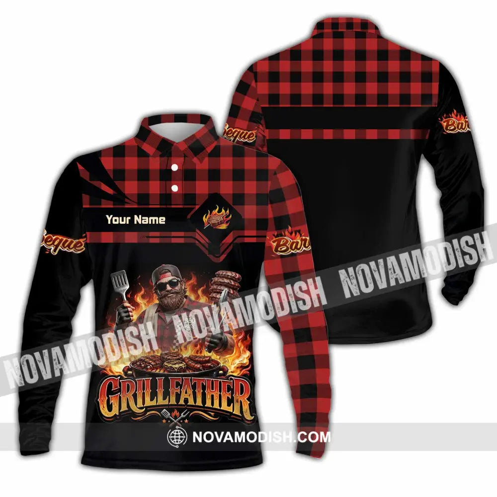 Unisex Shirt - Custom Grillfather Shirt - Long Sleeve Polo / S - T-shirt