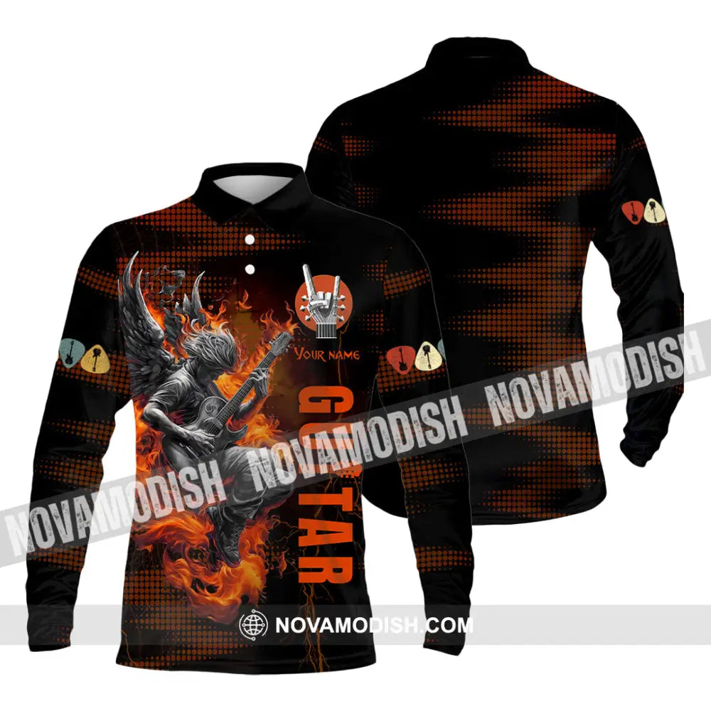 Unisex Shirt - Custom Guitar Player Shirt Long Sleeve Polo / S T-shirt