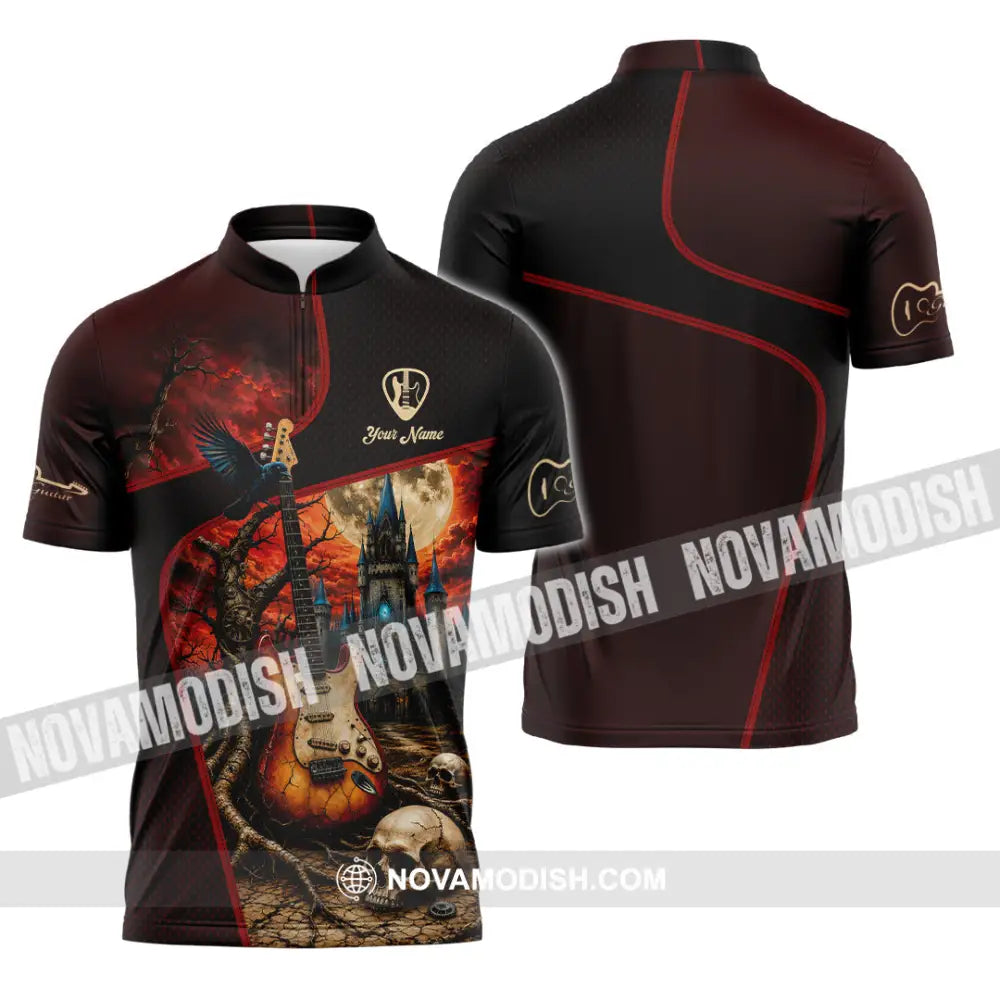 Unisex Shirt - Custom Guitar Shirt - Zipper Polo Shirt / S - T-shirt