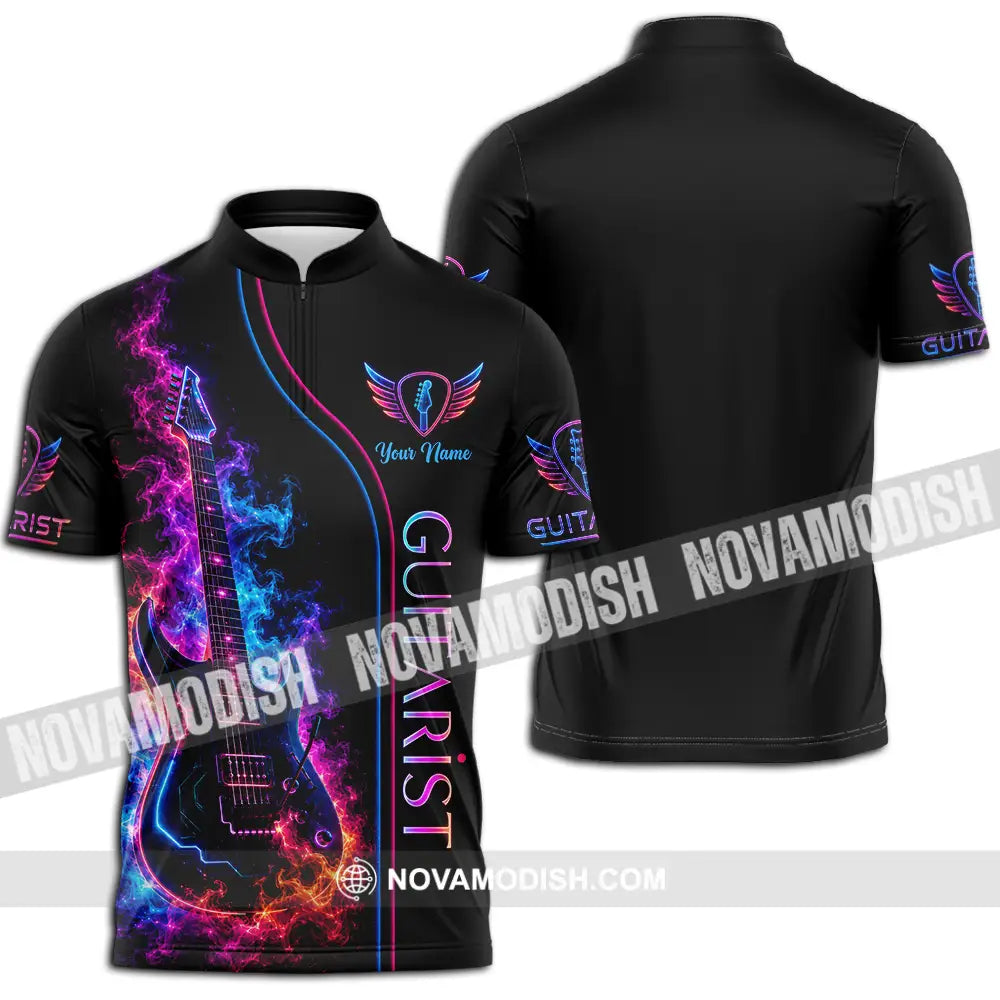 Unisex Shirt - Custom Guitar Shirt - Zipper Polo Shirt / S - T-shirt