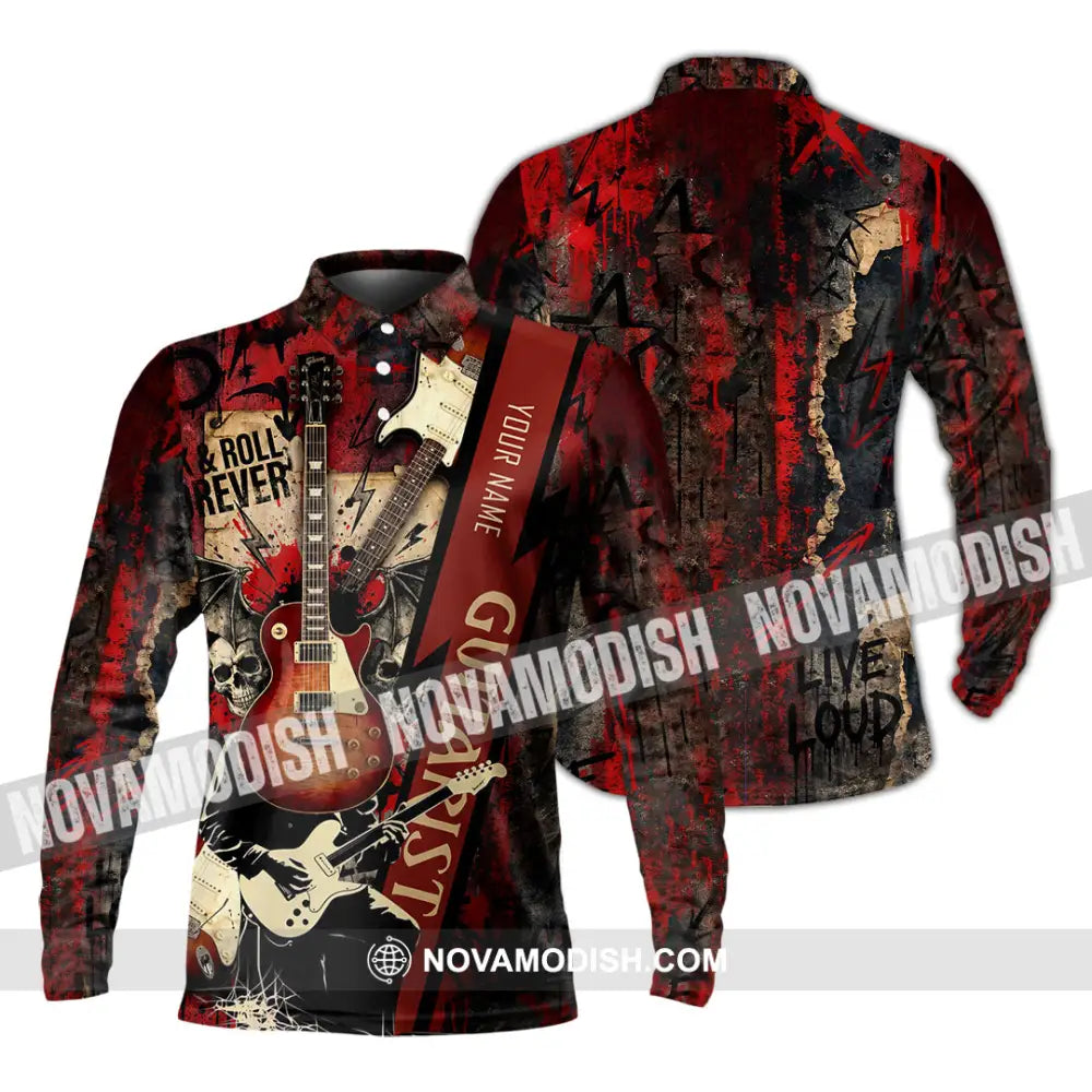 Unisex Shirt - Custom Guitarist Shirt - Long Sleeve Polo / S - T-shirt
