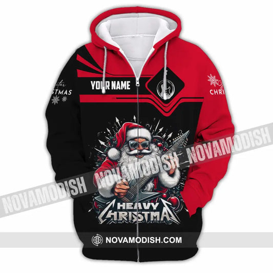 Unisex Shirt - Custom Guitarist Santa Shirt Zipper Hoodie / S T-shirt