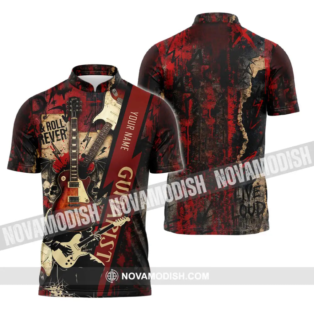 Unisex Shirt - Custom Guitarist Shirt - Zipper Polo Shirt / S - T-shirt