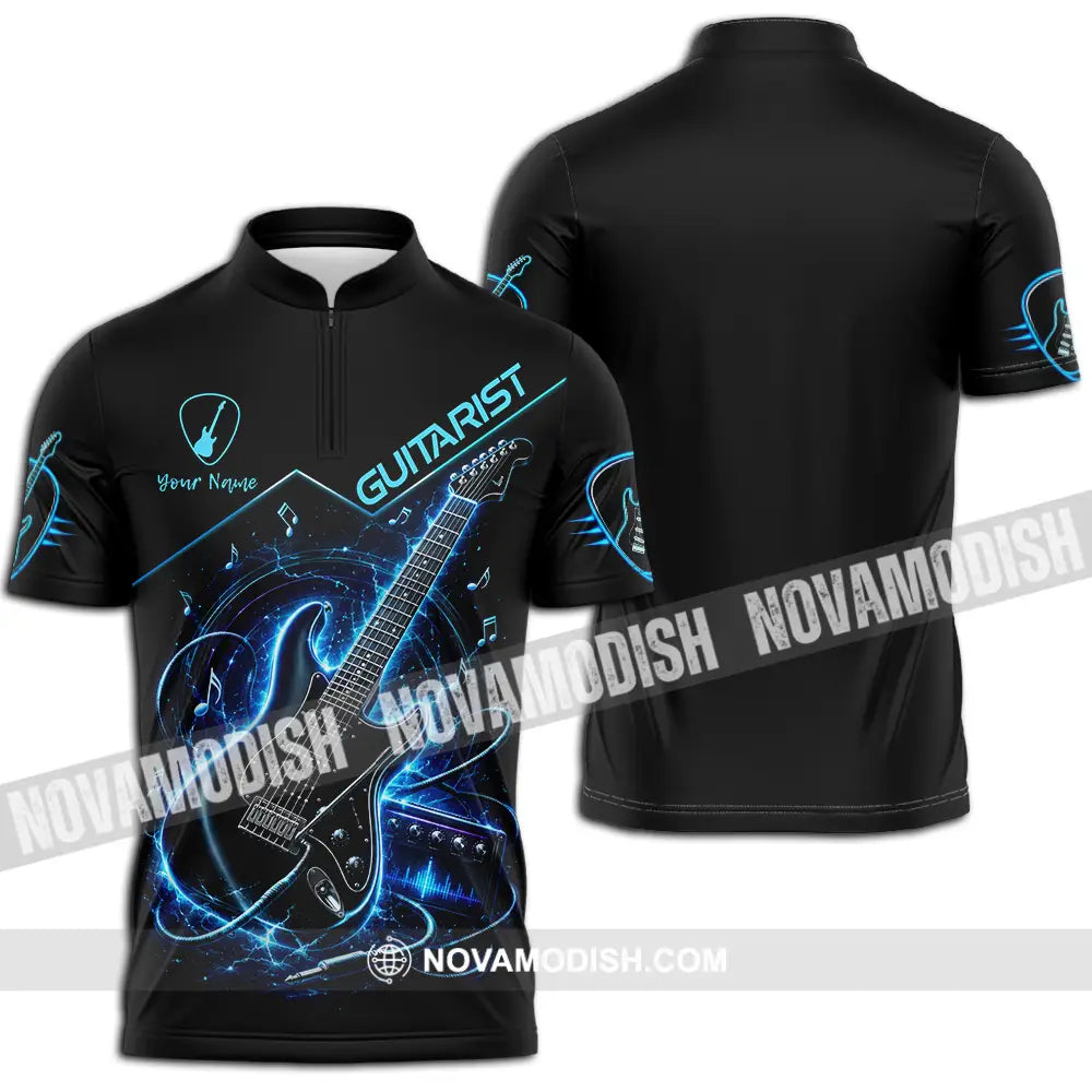 Unisex Shirt - Custom Guitarist Shirt - Zipper Polo Shirt / S - T-shirt