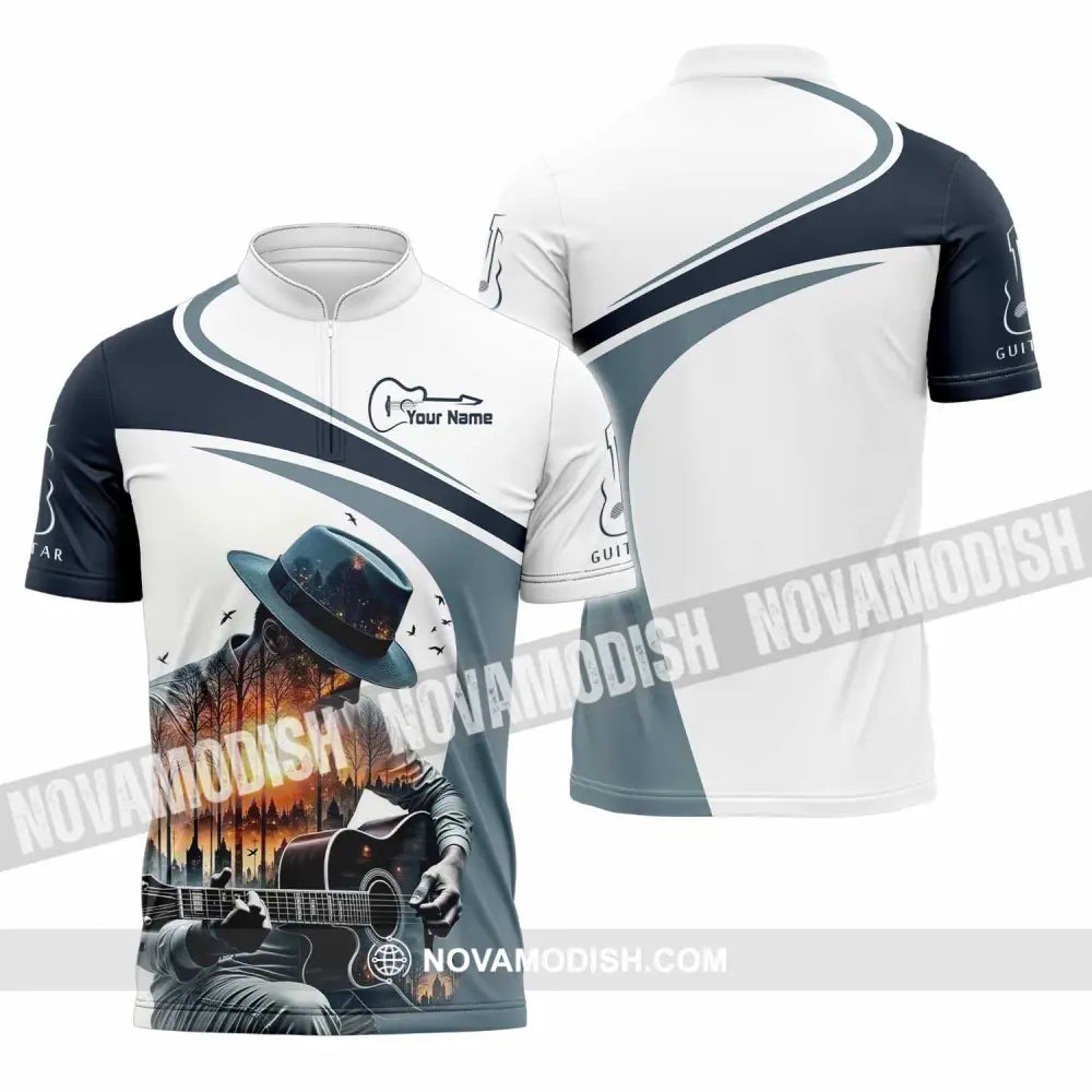 Unisex Shirt - Custom Guitarist Shirt - Zipper Polo Shirt / S - T-shirt