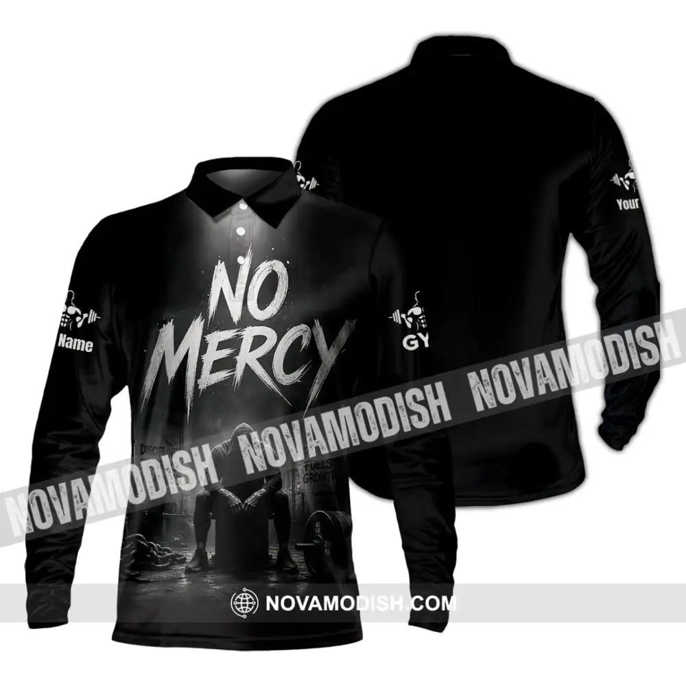 Unisex Shirt - Custom Gym No Mercy Shirt - Long Sleeve Polo / S - T-shirt