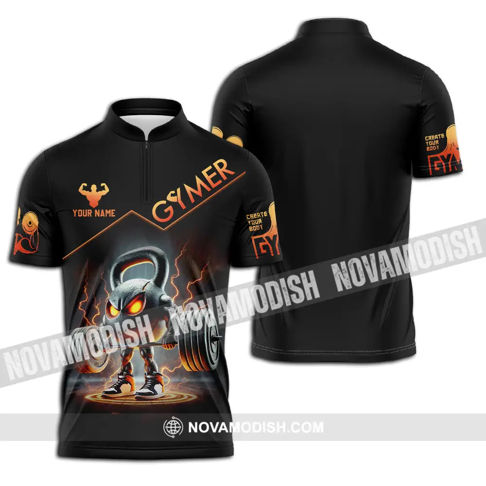 Unisex Shirt - Custom Gymer Lover Shirt Zipper Polo Shirt / S T-shirt