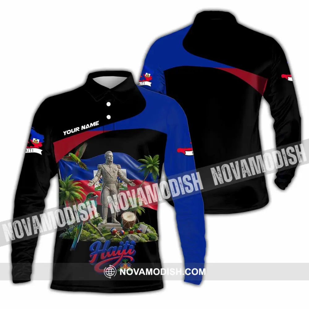 Unisex Shirt - Custom Haiti Shirt - Long Sleeve Polo / S - T-shirt