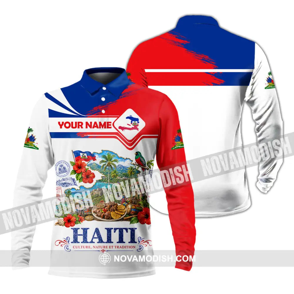 Unisex Shirt - Custom Haiti Shirt - Long Sleeve Polo / S - T-shirt