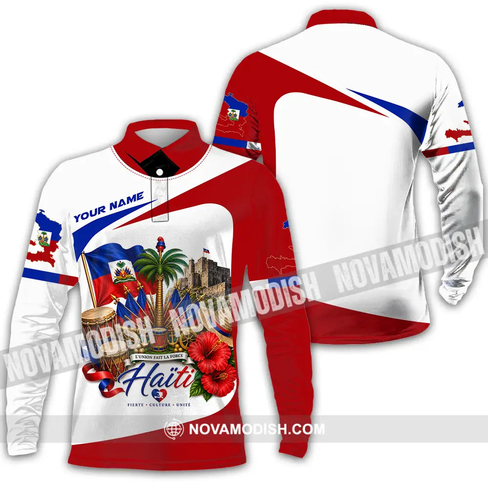 Unisex Shirt - Custom Haiti Shirt - Long Sleeve Polo / S - T-shirt
